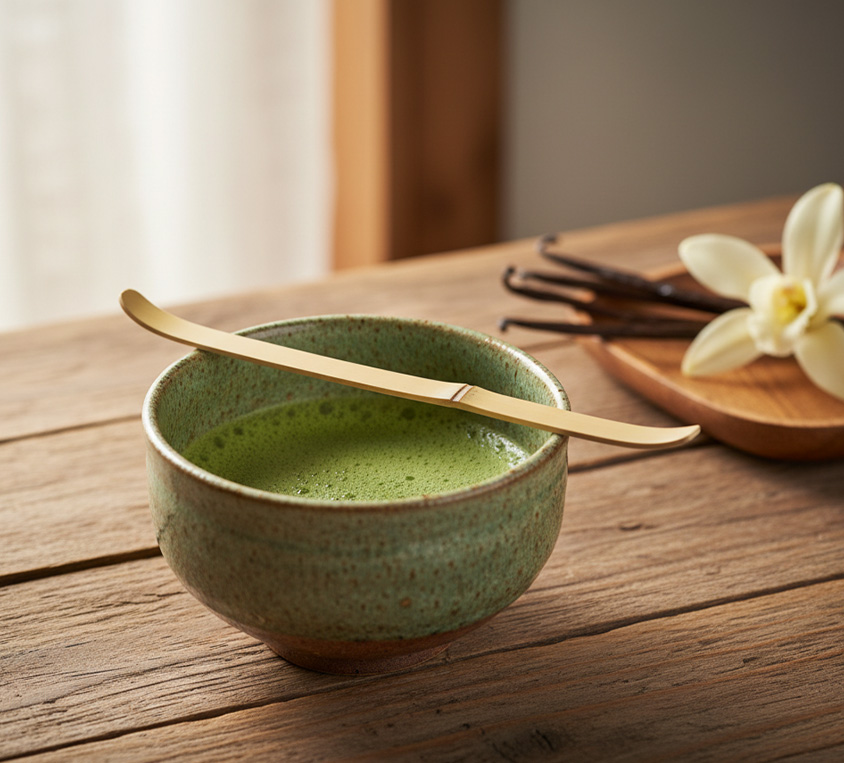 Waniliowa matcha latte z Vanilla Japan Matcha – kremowy smak prawdziwej wanilii z Japonii